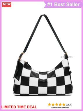 Quilted Checkered Hobo Shoulder Bag Vegan Leather Zipper Purse